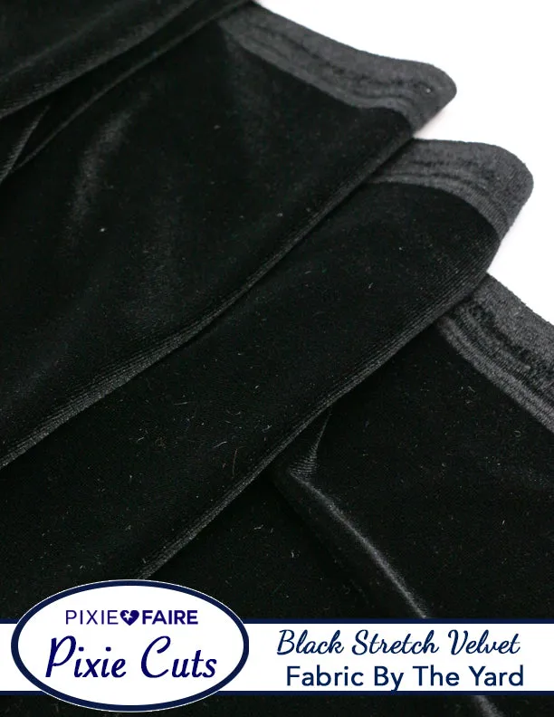 Pixie Cuts Fabric By The Yard - Stretch Velvet Black 1/2 Yard