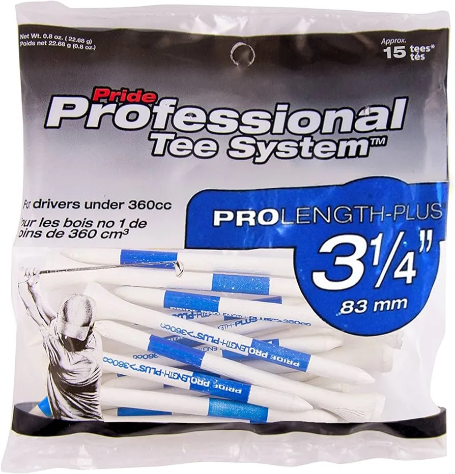 Pride Professional ProLength-Plus Wooden Tees - 15 pcs pack