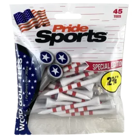 Pride Sports Stars and Stripes Wooden Tees - 45 pcs pack