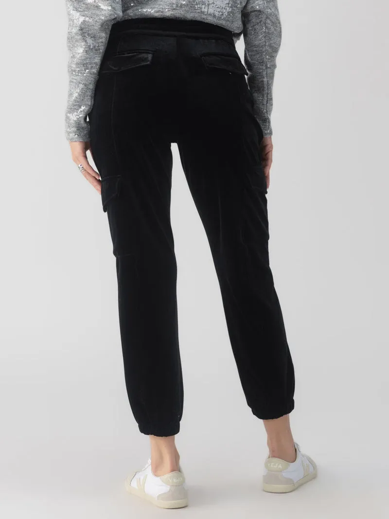 Sanctuary Relaxed Velvet Rebel Pants - Black