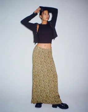 Sayan Maxi Skirt in Grungey Floral Khaki