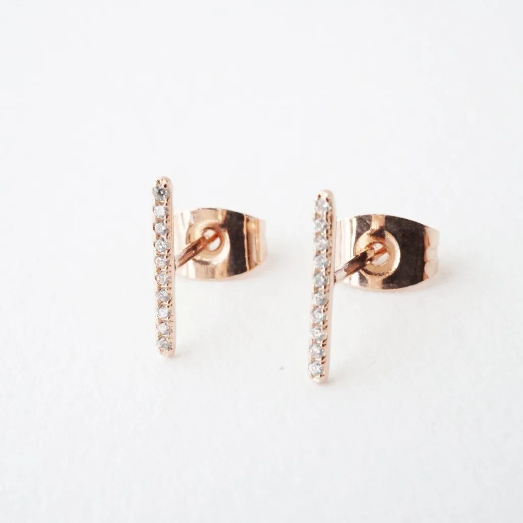 Skinny Midi Crystal Bar Earrings