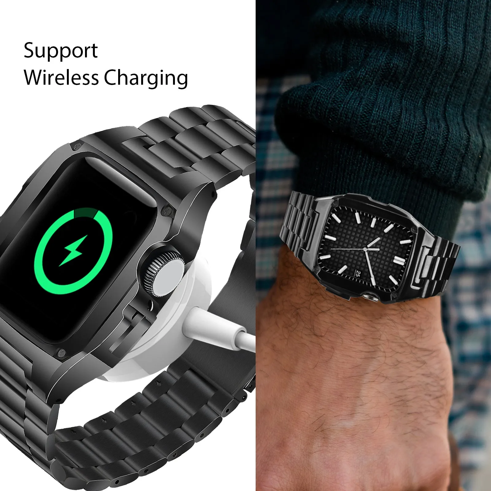 Uni-body wearable metal band for apple watch 45mm and 49mm