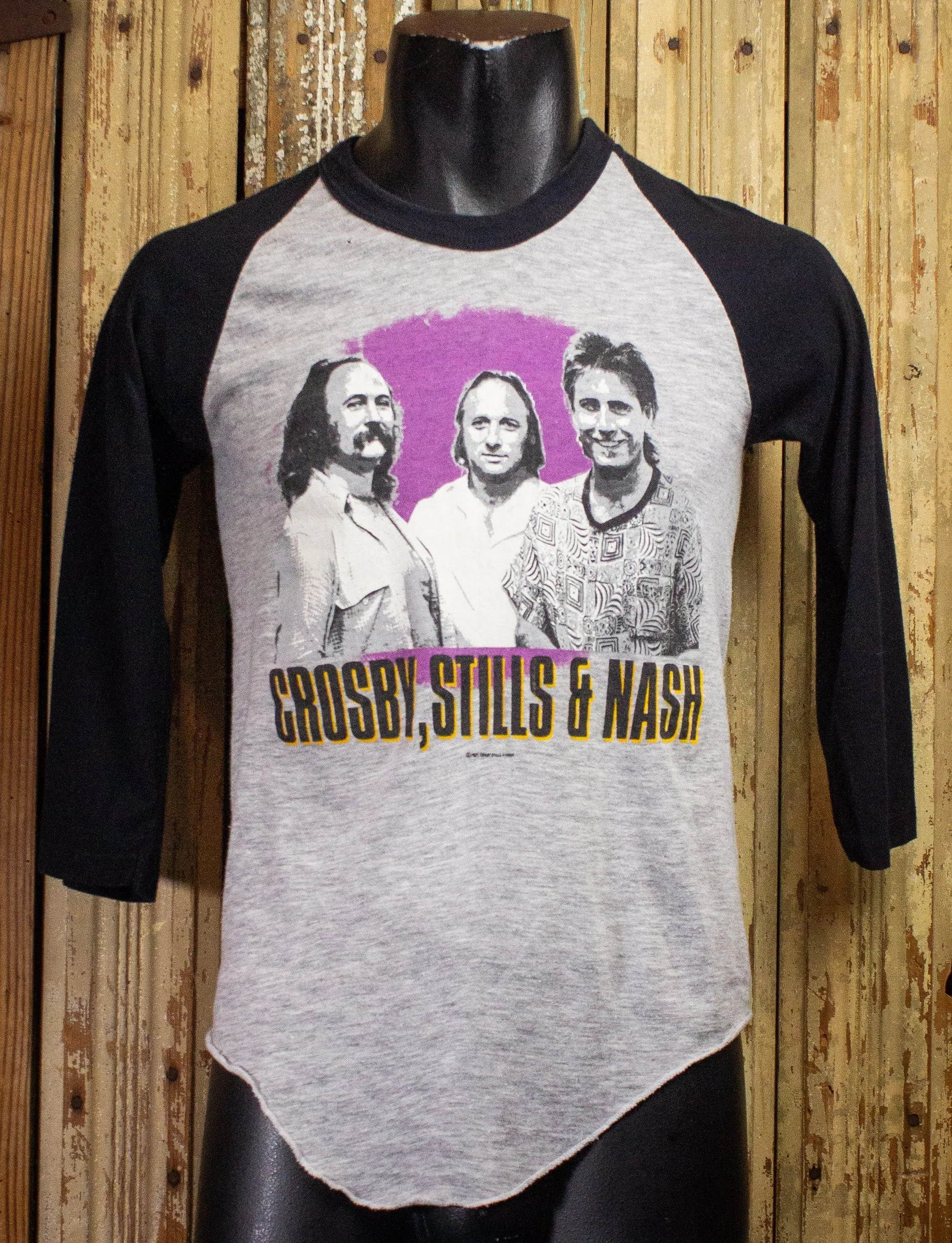 Vintage Crosby Stills & Nash Raglan Concert T Shirt 1985 Small