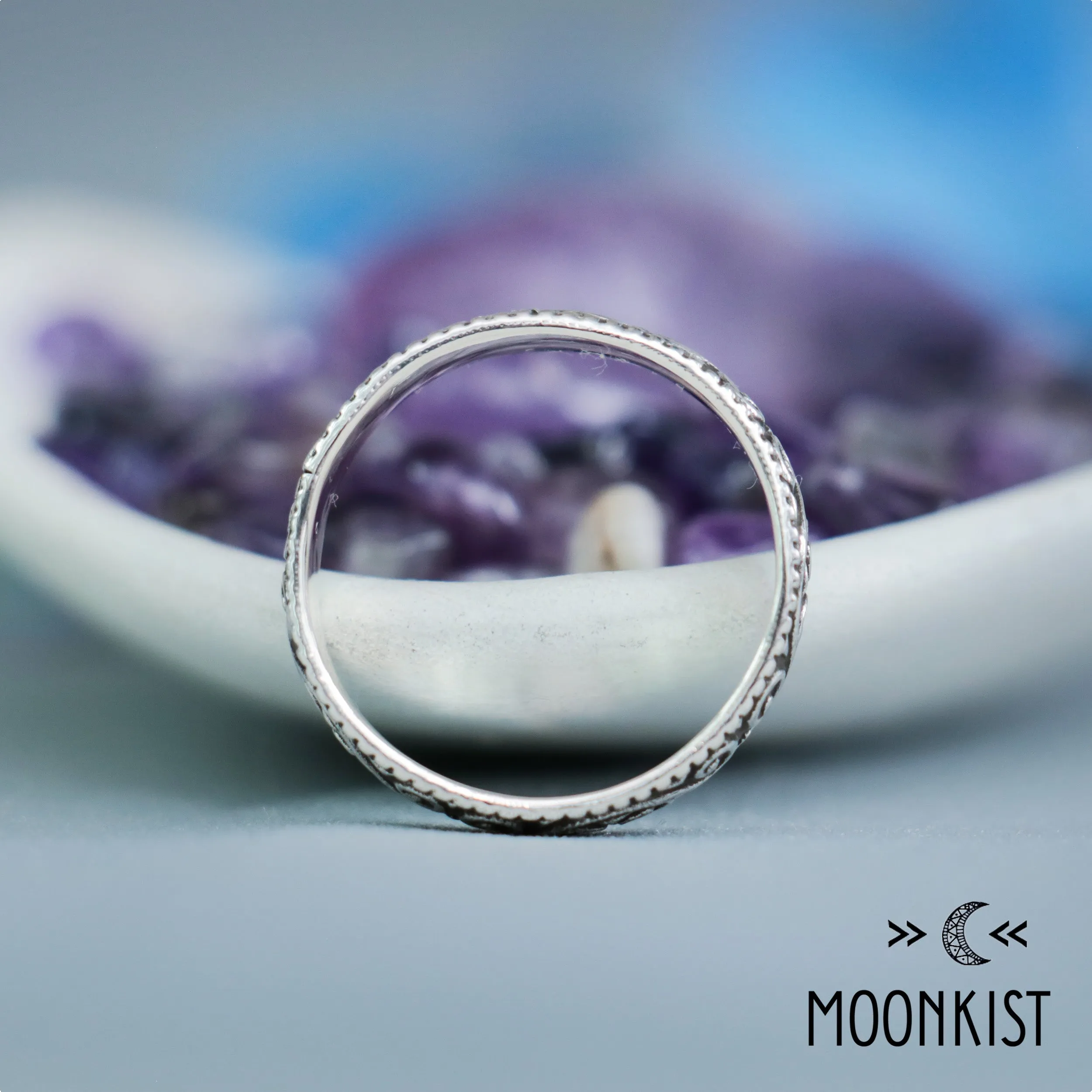 Vintage Style Silver Swirl Milgrain Wedding Band | Moonkist Designs