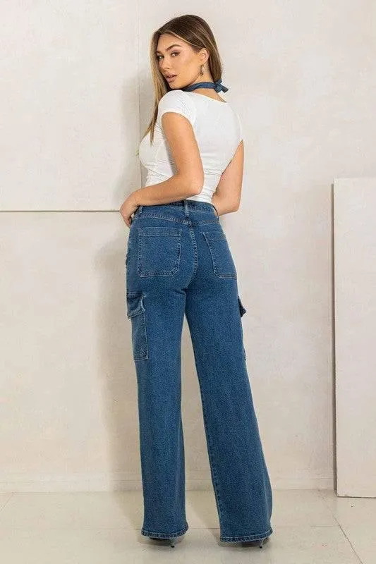 Women's High Rise Cargo Jeans