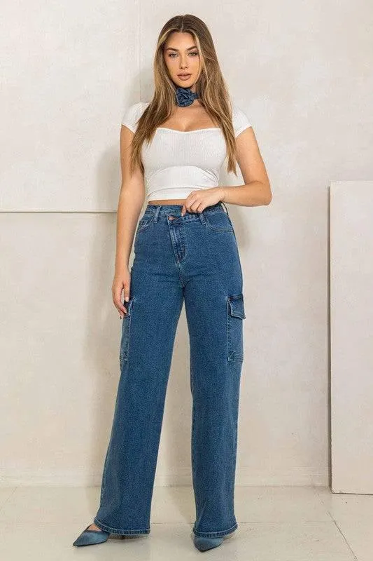 Women's High Rise Cargo Jeans